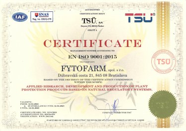 ISO 9001:2015 / STN EN ISO 9001:2016, Fytofarm s.r.o.