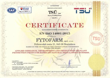 ISO 14001:2015 / STN EN ISO 14001:2016, Fytofarm s.r.o.